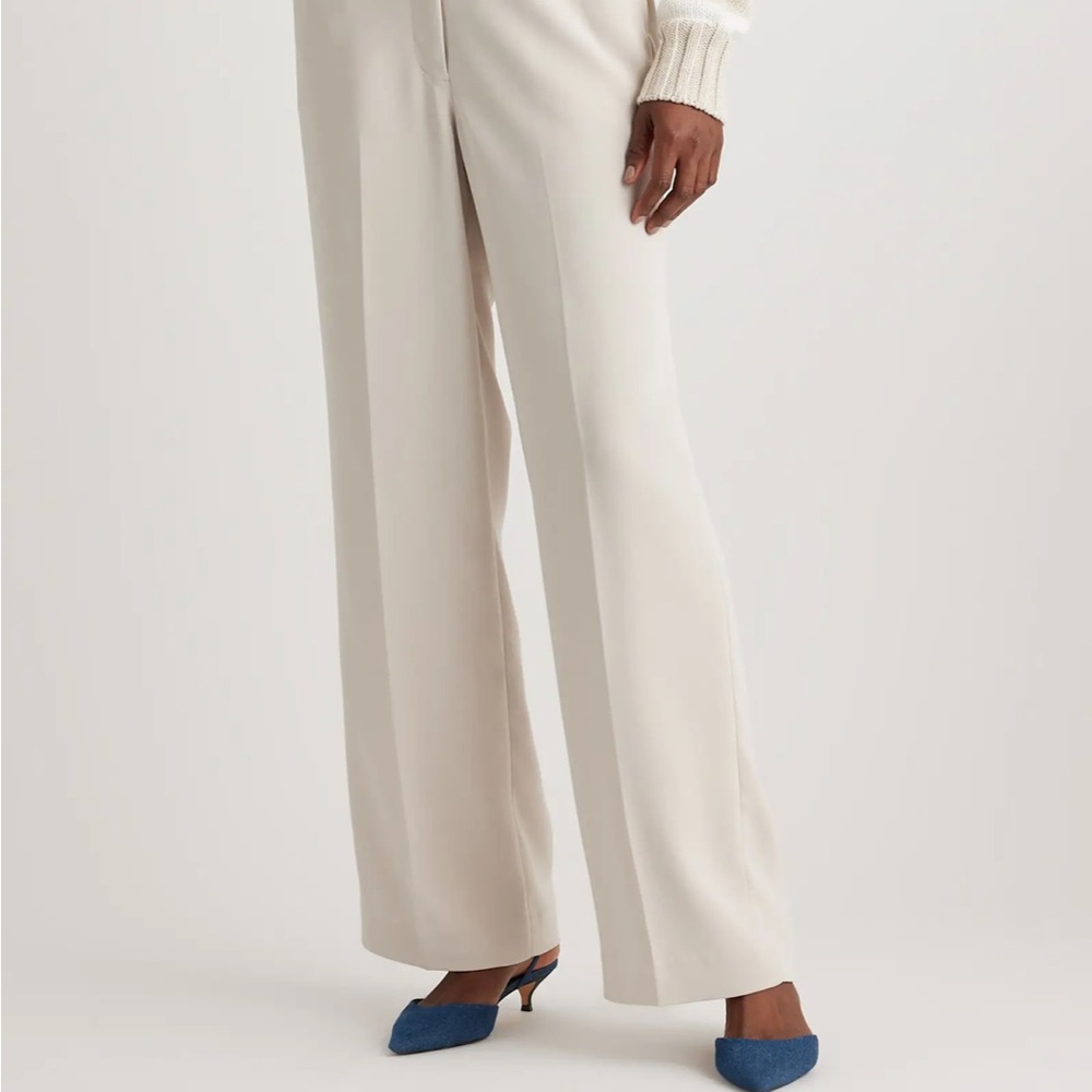 NWT Quince Stretch Crepe Classic Trouser Pant Sand Color